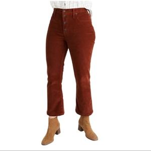 Madewell Rust Orange Cali Corduroy Boot Cut High Rise Flare Pants New Size 36